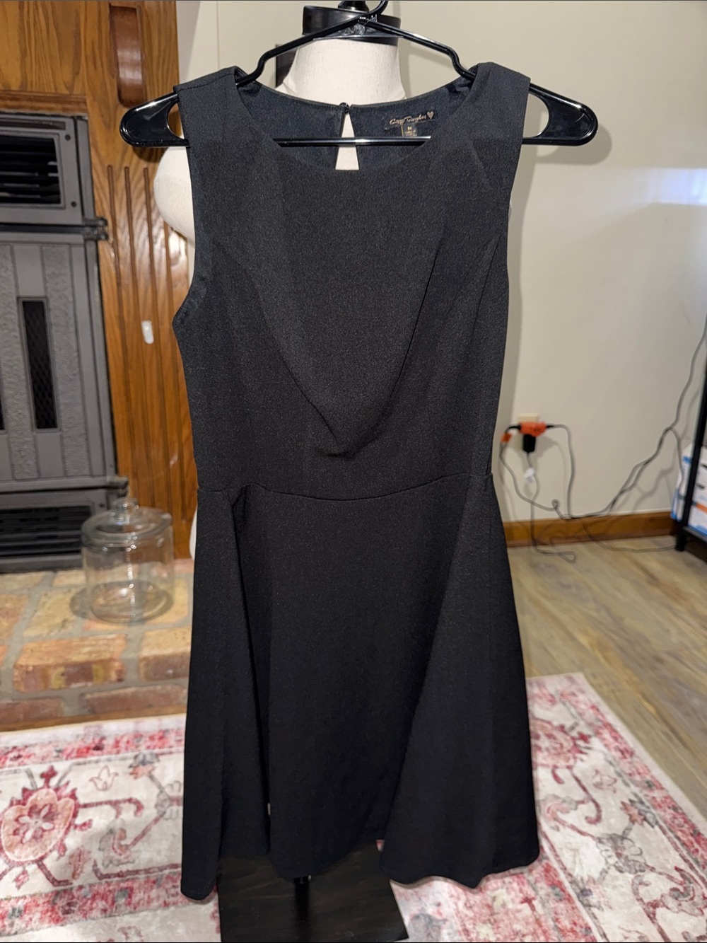 City Triangles Black Sleeveless Fit & Flare Mini Dress with Draped Neckline